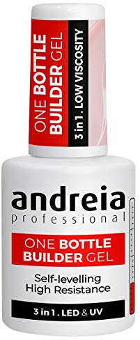 Andreia Professional Gel Builder Nail Construction - Triphasic 3 in 1 Low Viscosity - LED & UV Builder Gel in a Bottle - Nail Extension - Self Levelling High Resistance - Colour Cover Nude 14 ml
