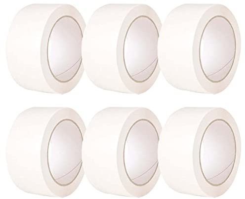 Edenpack 6 Rolls White Colour Low Noise Adhesive Tape 50MM x 66M Art and Craft DIY Decorative Packaging Packing Parcel Strong Seal Coloured Acrylic Tape