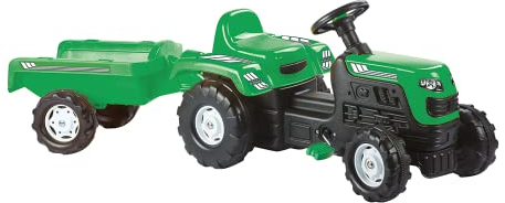 Dolu Ranchero Trettraktor mit abnehmbarem Anhänger - Kinderspielzeug auf dem Bauernhof für Kinder im Alter von 3-5 Jahren - Grün, 52x144x45 cm - Spielen im Innen- und Außenbereich