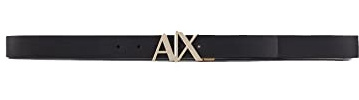 Armani Exchange Cintura da uomo essenziale, reversibile, con chiusura a scatto, nero/blu navy, 28