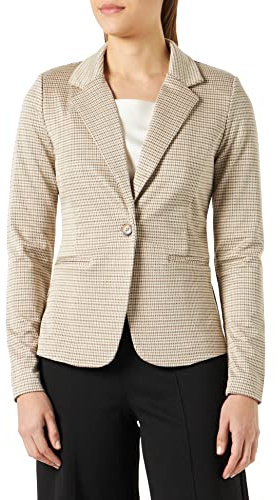 ICHI IHKATE Damen Blazer Kurzblazer Jacke mit Stretch und Reverskragen, Größe:L, Farbe:Sandshell (130907)