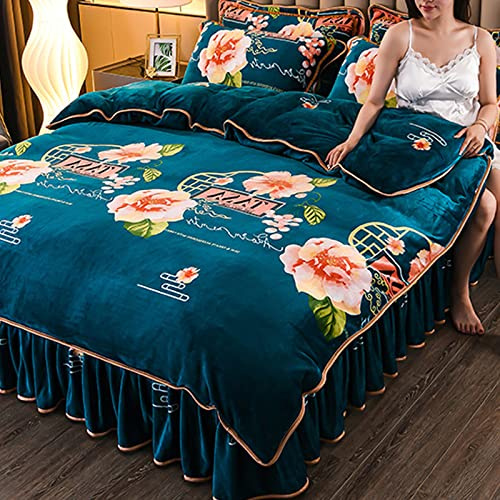 Bettbezug 140x200,Microfaser Thermo Flauschig Kuschelig Winter,Luxus 3d Flauschiger PlüSch Kristall Samt BettwäSche Set Warmer Bettbezug Queen BettwäSche Set MäDchen Bett Quilt Bettlaken King Size 4p