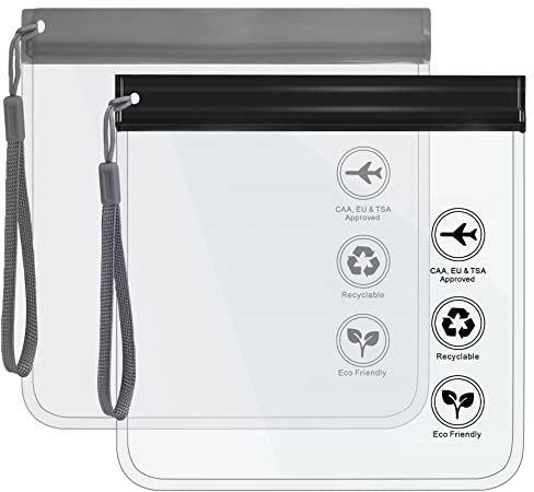 Caija-H Clear Travel Toiletry Bag - Airport Security Liquids Bags, Airport Liquid Bag 20 x 20cm TSA Approved, Travel Accessories/Holiday Essentials Makeup Bags/HangLuggage for Men Women