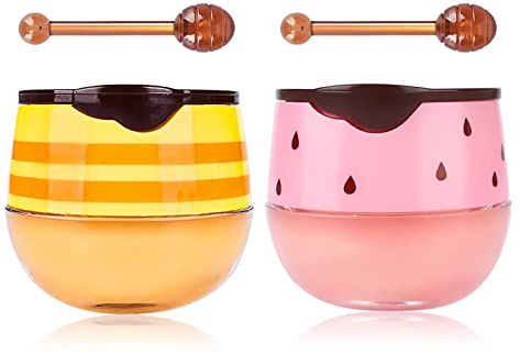 KYDA Honey+Strawberry Balm Lip Mask Set, Moisturizing Lip Mask for Day&Night Lip Care, Lighten Dark Lip Color Reduce Lip Lines&Wrinkle, Lip Repair Exfoliator Moisturizer