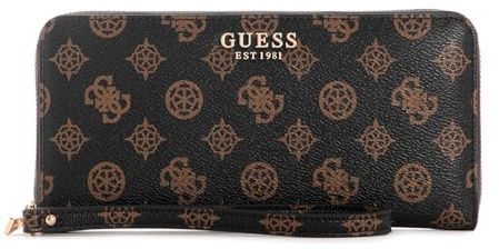 Guess Women Laurel SLG Large Zip Around Bag, Mokka-Logo