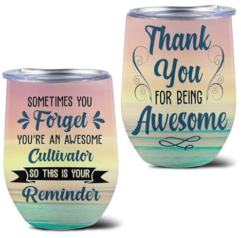 MEDROC Thank You For Being Awesome Cultivator Wine Tumbler Stainless Steel 12oz, Coworker Appreciation Gifts Men Women Drinking Cup For Birthday Christmas Retirement