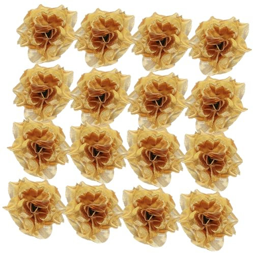 Cabilock 50stücke Goldene Seidenrosenblütenköpfe Für Hut Kleidung Albumverzierung Aus Stoff Und Kunststoff Lebensechte Künstliche Rosenblüten Für Hochzeit Weihnachten Geburtstag