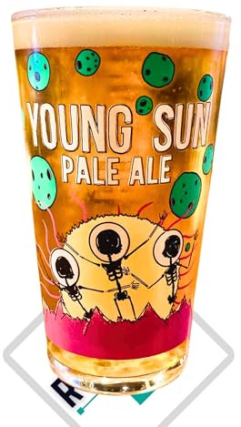 Roxley Beavertown Young Sun Pale - Vasos de pinta X24 originales para cerveza Lager | También viene con alfombrillas de cerveza de marca