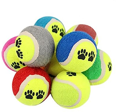 Happyyami 12 Stück Haustier Tennisball Spielzeug Aus Weichem Material Mit Hundepfotenmotiv Für Katzen Und Hunde Zur Beschäftigung Und Kratzschutz