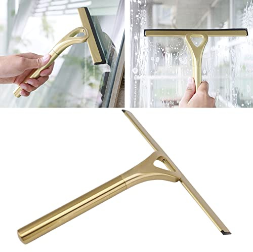 Duschabzieher Edelstahl, Gold Duschkabinenabzieher Fensterabzieher mit Haken Abzieher Dusche Badwischer Wasserabzieher, für Duschwand Fenster Badezimmer Zubehör