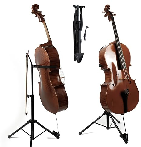 WHELPAW Cello Stand with Bow Hook - Adjustable, Sturdy Support for All Size Cellos - Quick-Fold Design & Non-Slip Base