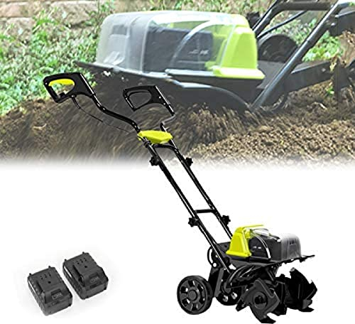 Motozappa elettrica Portatile Senza Fili, profondità di Coltivazione 18 cm (7,1 Pollici), Larghezza agricola 36 cm (14,2 Pollici), motozappe elettriche per Giardino, Prato, Serra