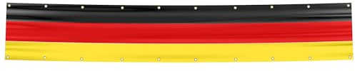 Piersando XXL Deutschland Balkonfahne 500cm x 83cm mit Metallösen Ösen Fahne Umrandung Fussball Balkonflagge EM & WM Länderflagge Fanartikel Land Flagge Sichtschutz Deutschlandfahne 5m