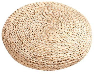 Geflochtenes Stroh-Sitzkissen, 50 x 50 cm, Tatami-Bodenkissen, Haushaltsbedarf, Sitzkissen, 2 Rattan-Pouf-Meditations-Bodenkissen, Haushalts-Bodenkissen