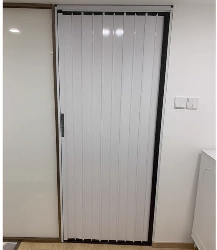 Falttüren Innentüren Innenfalttüren mit Fliegengitter, Abschließbar, Geräuscharme Aluminium-Ziehblatttür mit Seilzug, Weiß, für Schränke, Schlafzimmer, Badezimmer, Küche, Treppen, Terrasse, Wohnmobil(