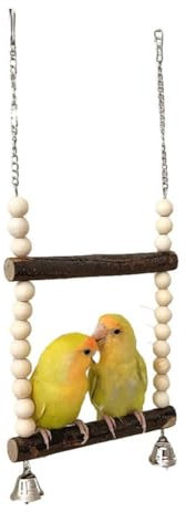 Goorvoucs Vogelschaukel für Vögel, Vogelschaukel Aus mit Glöckchenspielzeug, Hängeschaukel, Sitzschaukel für Kleine Vögel und Papageien (15cm)