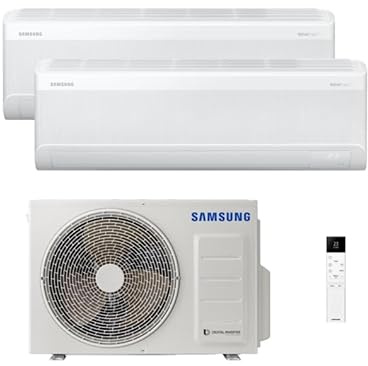 Samsung WindFree Comfort S2, Climatizzatore Multisplit in Pompa di Calore, 9000+12000 BTU, SmartThings e Intelligenza Artificiale, WiFi, GAS R32, AR60F09C1AWNEU+AR60F12C1AWNEU