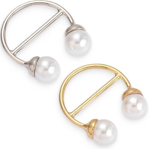 AFCJLTO 2 Piezas Imperdibles Broches de Mujeres Clips, Broche de Perlas,Broche de Perlas de Mujer para Suéter Chal Bufanda Sombrero Bolso