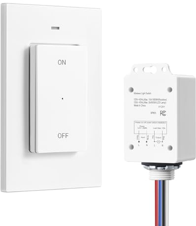 DEWENWILS Outdoor Wireless Light Switch and Receiver Kit IP65 Waterproof 15A High Power Remote Light Switch, No Wiring & 100FT Range Wireless Switches for Lights