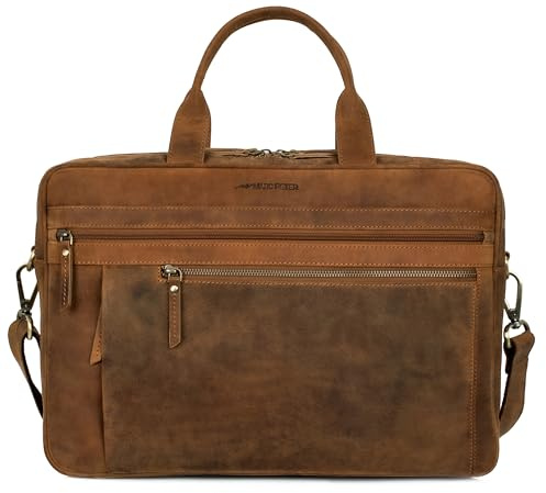 Marc Peter Laptoptasche Los Angeles I Leder Umhängetasche für 15.6 zoll Laptop I Aktentasche für Notebook I Tasche für Damen und Herren