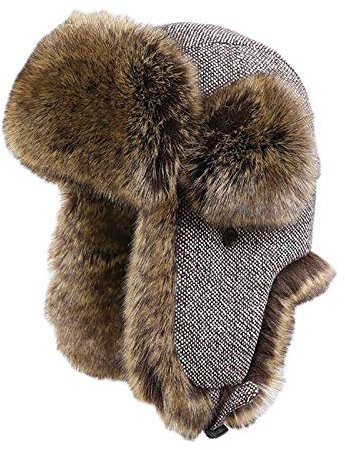 ASerZenith Wintermützen, Mütze Unisex Mütze Pilotenmütze Fliegermütze Winter Warme Dicke Mütze für Erwachsene(A-62cm)