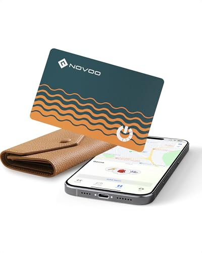 NOVOO Localisation d'articles Air Tag 1,6 mm Mince 6 Ans Traceur Carte Compatible avec App Localiser (iOS Uniquement), Bluetooth Traqueur pour Portefeuille, Étiquette de Bagage, Passeport