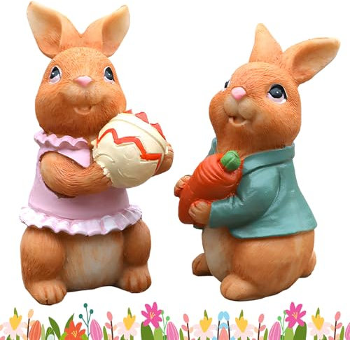 CIYIN 2 Pezzi Pasqua Statuetta Coniglietto Pasquale, Coniglietto di Pasqua Figurine, Coniglietto Pasquale Decorazioni di Pasquali, Decorazione di Coniglio in Resina Pasquale