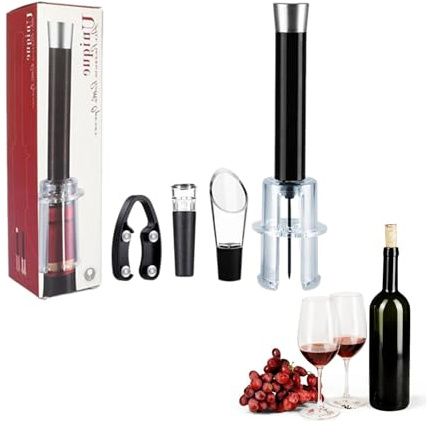 Yianyal Set apribottiglie per vino, set apribottiglie per vino rosso, kit apribottiglie con tappo sottovuoto e apribottiglie, pratico e robusto apribottiglie manuale per vino