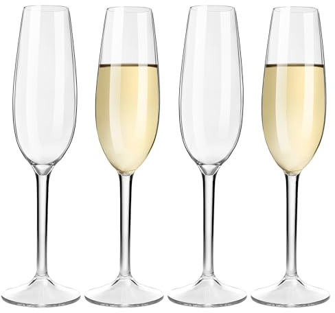 BETTERFUN Premium Clear Tritan Plastic Champagne Flutes 226ml, Reusable Prosecco Glasses, Sparkling Wine Glass for Weddings Birthdays Christmas Party Gifts, Set of 4