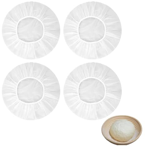 4 Stück Abdeckhauben für Lebensmittel Gärfolie,Gärkörbchen Brot Backen Zubehör Abdeckhaube,Bread Sauerteig Gärkorb Runde Bowl Abdeckung,für Sourdough Teig Gummizug Elastische Proofing Basket Cover