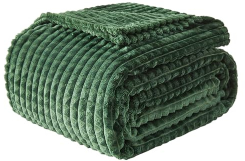 EMME Kuscheldecke Flauschige - Esperienza 3D-Touch 200x230cm Coperta in Pile, Coperta da Giorno, Coperta Morbida e Calda in Lana, Coperta per Divano, Coperta per Soggiorno, Verde Scuro