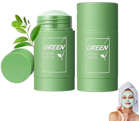 2PCS Green Stick Mask, Máscara de Té Verde,Mascarilla Limpiadora Facial, Eliminación de Puntos Negros y Limpieza Profunda Poros, Regula el Equilibrio Entre Agua y Aceite,Hidratar Piel