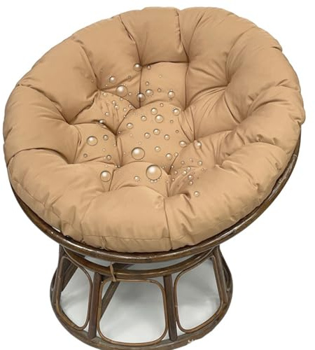 JORTUIO Cojín para Silla Papasan Redondo, Impermeable Cojines Tapizado de Suelo para Silla, Sillón de Poliratán Diámetro 40/50/60/80/100cm,Grosor del 10 cm,Jardín, Balcón Cojín(Caqui,120x170cm)