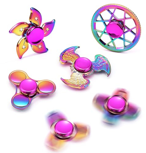 SCIONE 6 Pezzi Fidget Spinner Metallici - Giocattoli Sensoriali Premium per ADHD e Ansia | Giochi Silenziosi per Concentrazione Bambini & Adulti | Regalo Compleanno e Feste Perfetto