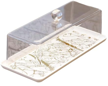 Amagogo Cake Stand with Lid Dessert Serving Plate Plate Server Cake Holder for Celebration, white tray