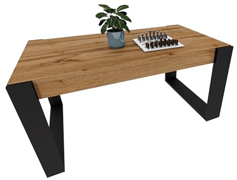 möbelkap Couchtisch | Moderner Wohnzimmertisch im Retro Loft Design | Stabiler & Kratzfester Sofatisch mit Pflegeleichter Oberfläche | Vielseitig für Wohnzimmer, Büro & Loft | Eiche Wotan/Schwarz