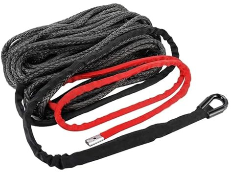 CYBSFKJ Cuerda de cabrestante sintética de 10 mm x 30 m, protección contra rocas y calor, compatible con accesorios ATV, UTV, 4x4, cable de cabrestante for coche y camión.(Black)