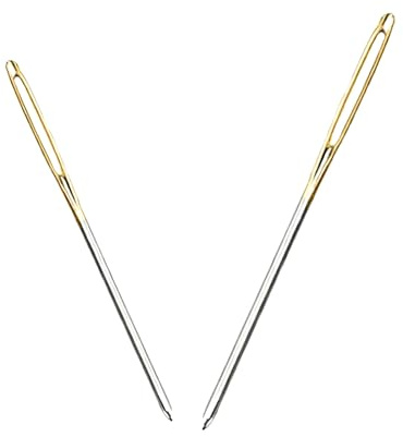 Homiladi - Agujas de coser, 2 piezas grandes de acero inoxidable, accesorios de punto romo | Tejedor grueso a mano para bordado, zurcido de hilo y costura a mano de lana