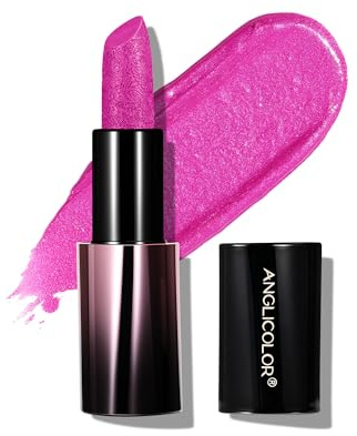 Anglicolor Metallic Pink Lipstick For Subtle 3D Shimmer Effect,Glitter Moisturising Lipstick,Vitamin E & Caster Seed Oil - Light,Soft Creamy Formula,Non-Sticky (05 HOLOGRAPHIC FUCHSIA)