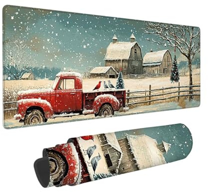 Alfombrilla Ratón XXL Grande Gaming Mouse Pad 700 x 300 mm, Impermeable Antideslizante Mousepad, Lavable, Alfombrilla Escritorio con Base de Caucho para Gamers, PC y Portátil - (Navidad invierno) G732