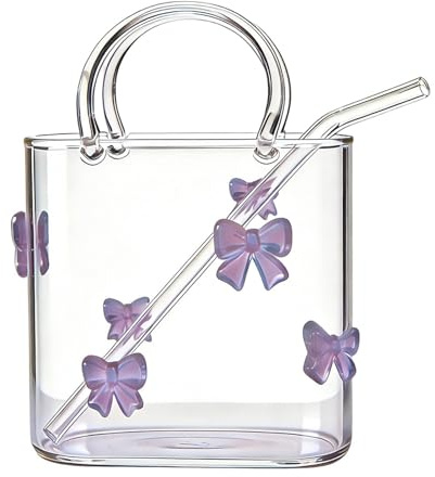 Vaso decorativo para beber, copas de vino con pajita para bebidas, , cóctel, centros de mesa de habitación de flores, decoración de de boda, jarrón de cristalería en forma de bolso