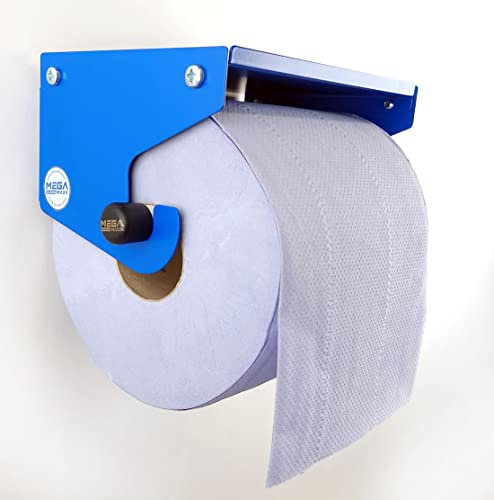 MegaMaxx Blue Roll and Paper Towel Holder - Wall Mounted Dispenser - Portable Industrial Paper Storage Shelf for Workshop, Kitchen, Toilet, Restaurant (Blue)