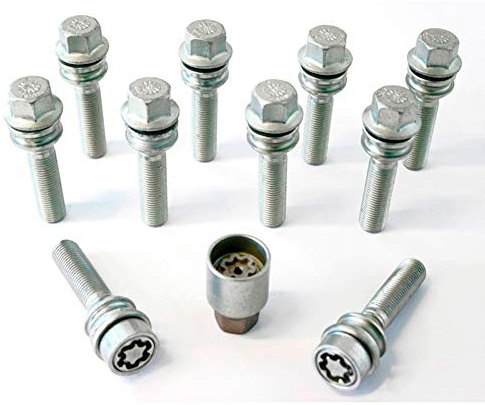 H&R Wheel bolt Set Round-Head with movable cone R14 M14x1.50 - Length 36mm - 10 pcs - incl. wheel-locks