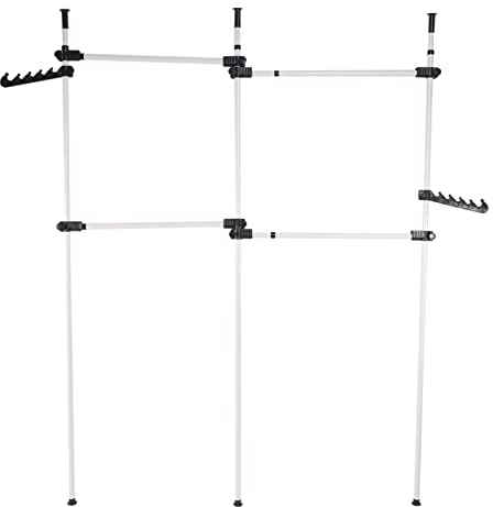 Cocoarm Teleskop Kleiderstange, Garderoben System mit 3 Stangen und 4 Querträgern, Höhenverstellbar 281-329 cm