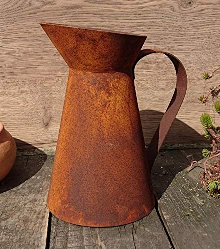 terracotta-toepfe-de Deko Kanne 20 cm hoch aus Metall Edelrost Rost Garten Pflanzgefäß Blumentopf Landhaus Shabby chic Vintage Pflanzgefäß