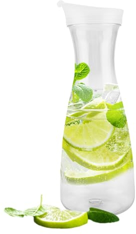 Carafe à eau en acrylique, Pichet à Jus Carafe à vin transparente Bouteilles de Jus avec couvercle Récipients à Jus pour usage domestique (600ml) (1000ml)