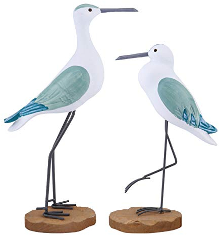 2 Piezas Figuras de Gaviota de Madera Decoraciones Náuticas Rústica Vintage Escultura de Pájaro Marino de Escritorio Ornamentos Mediterráneo Playa Hogar Arte Cumpleaños