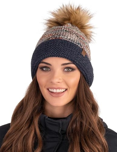 VIVISENCE Damen Bommelmütze Winter Warmem Garn Bommel Antistatischer Wirkung 7024