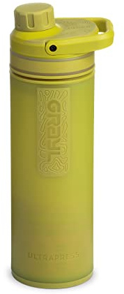 GRAYL UltraPress 500 ml, filtro acqua potabile, elimina il 99,99% di batteri e virus, perfetto per campeggio, sopravvivenza e viaggi (Forager Moss)