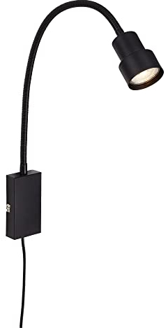 BRILONER - LED Leselampe mit Ein/Aus-Schalter, schwenkbar, viele Befestigungspositionen, Wandleuchte Innen, Wandlampe, Bettlampe, Lampe Bett, Leselicht, Nachttischlampe, 69x11,5x6 cm, Schwarz